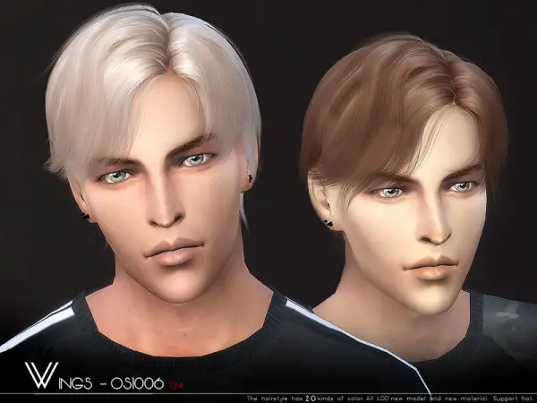 The Sims Resource: WINGS OS1006 hair for Sims 4