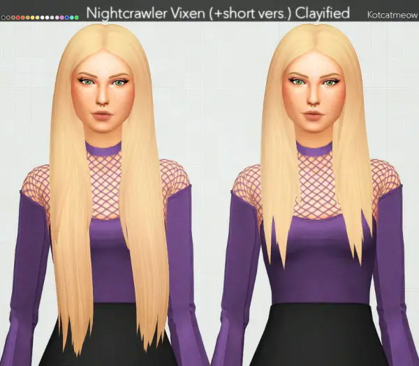 Kot Cat: Nightcrawler`s Vixen Hair Clayified for Sims 4