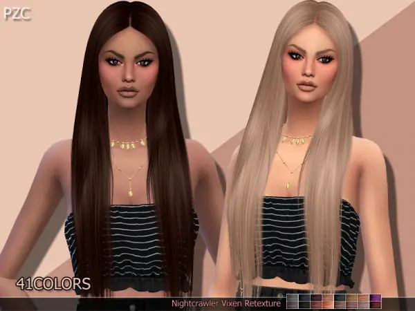 The Sims Resource: Nightcrawler`s Vixen hair retextured by Pinkzombiecupcakes for Sims 4