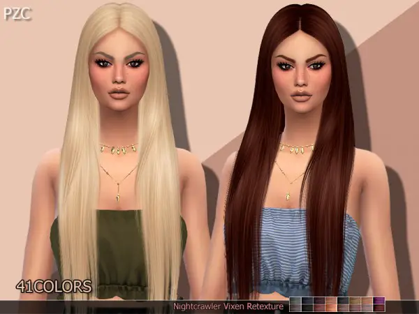 The Sims Resource: Nightcrawler`s Vixen hair retextured by Pinkzombiecupcakes for Sims 4