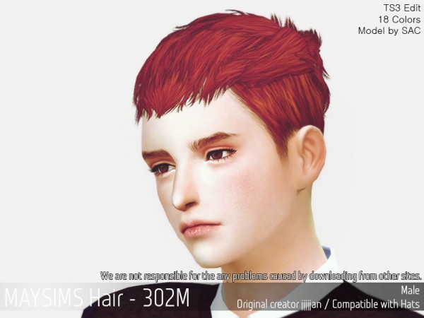 MAY Sims: MAY 302M hair retextured for Sims 4