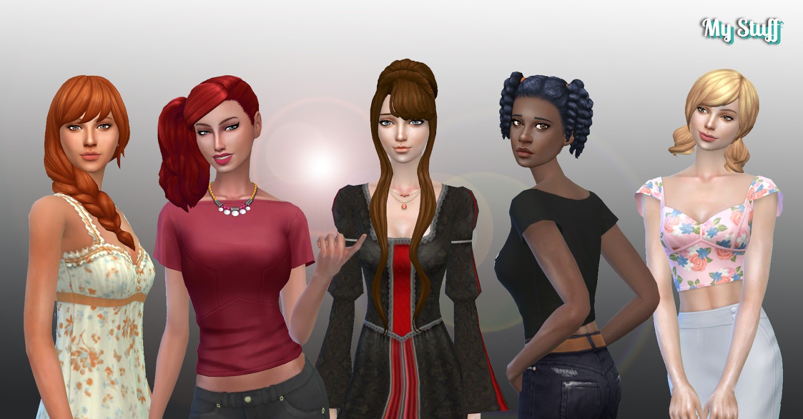 Mystufforigin: Tied Hairs Pack 7 - Sims 4 Hairs