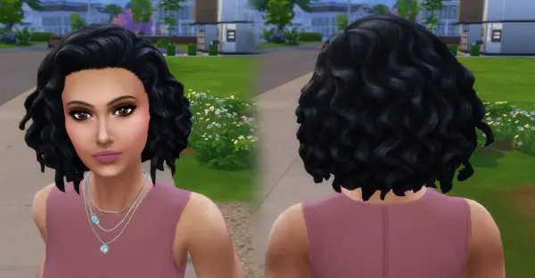 Mystufforigin: Medium Mid Curly hair retextured for Sims 4