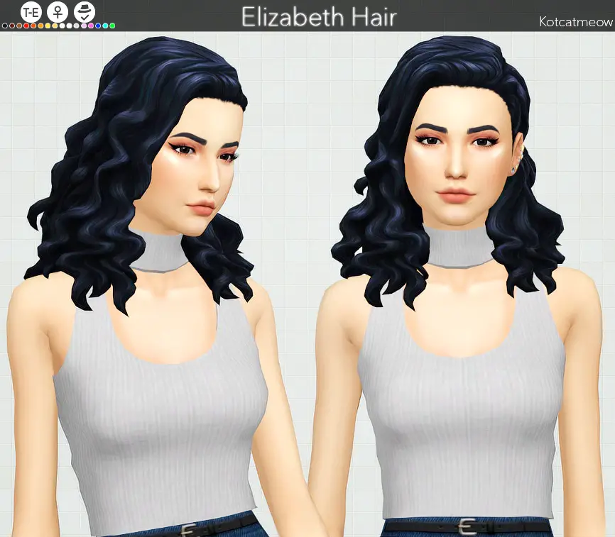 Sims 4 Hairs ~ Kot Cat: Elizabeth hair retextured