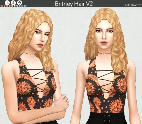 Kot Cat: Britney hair retextured V2 for Sims 4