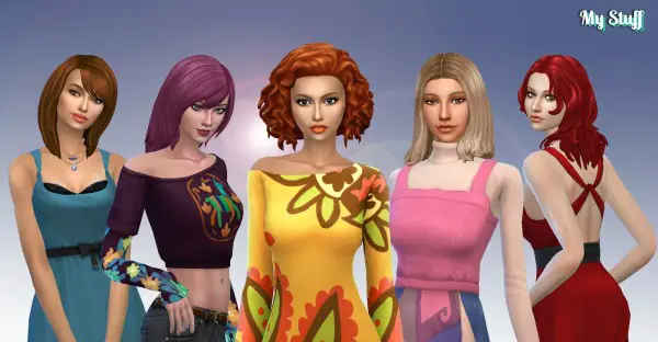 Mystufforigin: Female Medium hair retextured Pack 8 for Sims 4