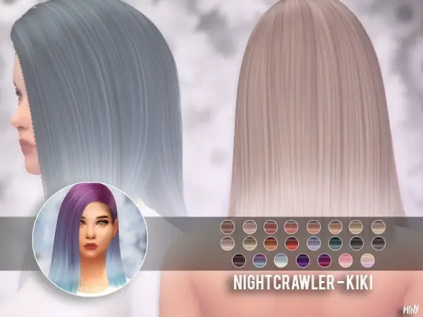 The Sims Resource: Nightcrawler`s KIKI hair recolored by Mineyy for Sims 4