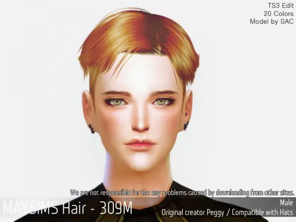 MAY Sims: MAY 309M hair retextured for Sims 4