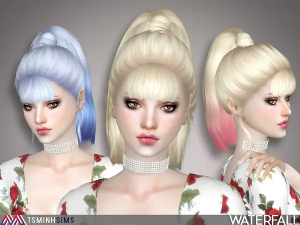 The Sims Resource: Waterfall Hair 47 by Tsmnih Sims for Sims 4