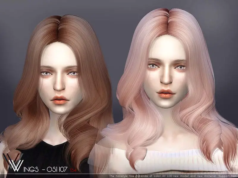 Sims 4 The Sims Resource's WINGS OS01107 hair - Long hairstyles.