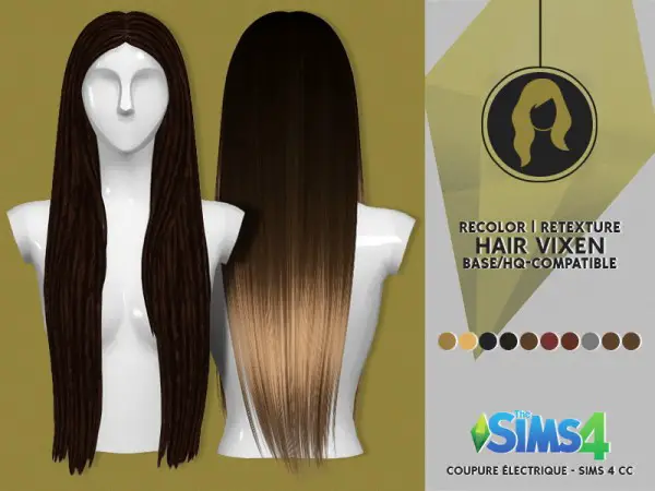 Coupure Electrique: Nightcrawler`s Vixen hair retextured for Sims 4