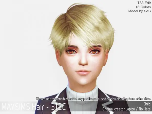 MAY Sims: MAY 312C hair retextured for Sims 4