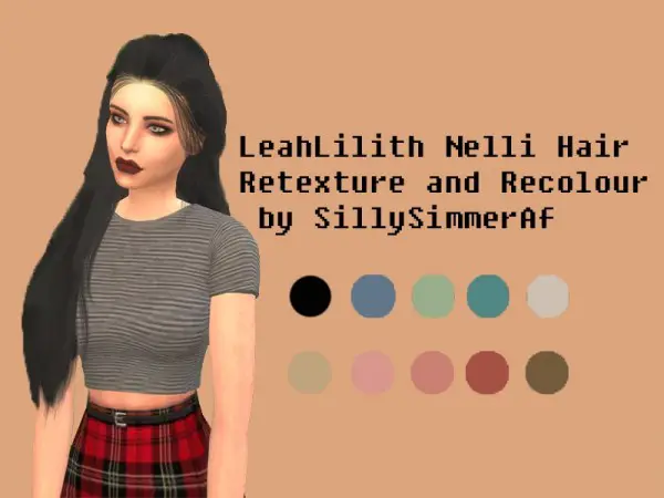 The Sims Resource: LeahLilith`s Nelli Hair Retextured and Recoloured by SillySimmerAf for Sims 4
