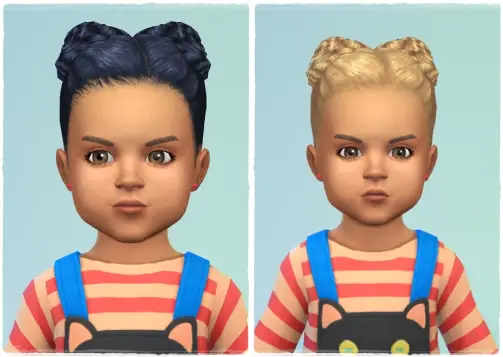 Birksches sims blog: Toddler Twist Buns hair retextured for Sims 4