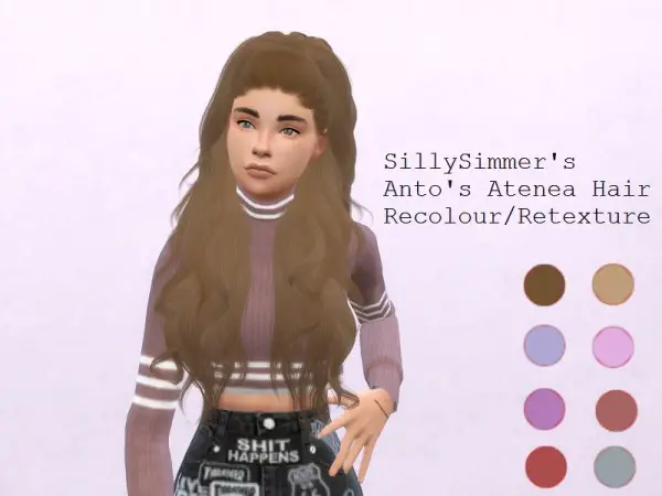The Sims Resource: Antos Atenea Hair recoloured by SillySimmerAf for Sims 4