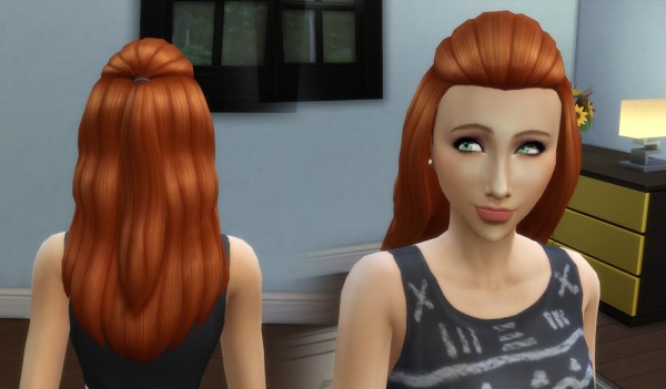 Mystufforigin: Wavy Poof hair retextured for Sims 4