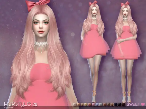 The Sims Resource: Sweet n28 hair by S club for Sims 4
