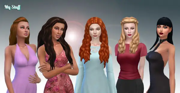 Mystufforigin: Long Hair Pack 14 retextured for Sims 4
