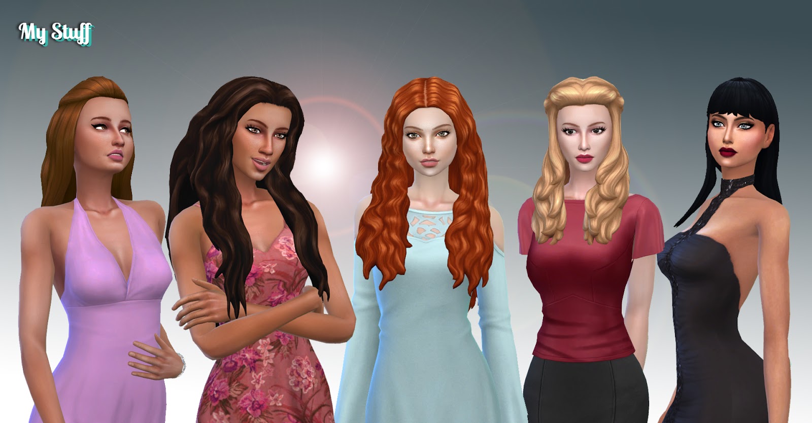 Mystufforigin: Long Hair Pack 14 retextured - Sims 4 Hairs