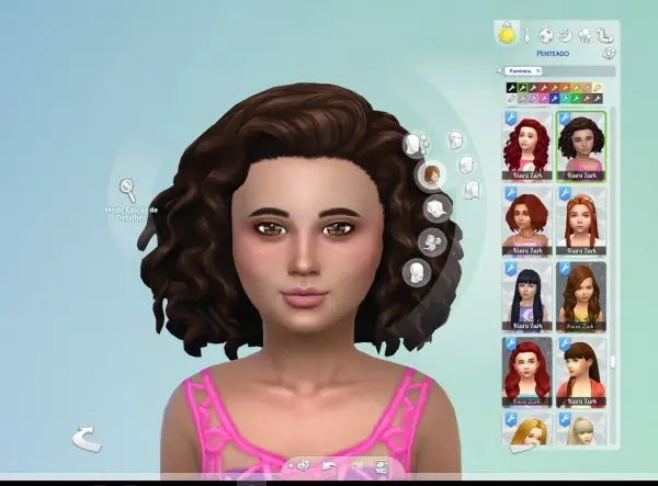 Mystufforigin: Medium Mid Curly hair for girls for Sims 4