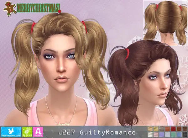 NewSea: J225 Guilty Romance hair for Sims 4