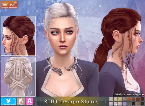 NewSea: R004 Dragon Stone hair for Sims 4