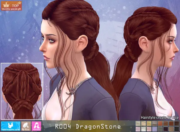 NewSea: R004 Dragon Stone hair for Sims 4