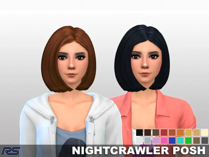 The Sims Resource: Nightcrawler Posh hair clayied by RS Studio - Sims 4 ...