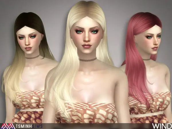 The Sims Resource: Wind Hair 48 by Tsminh Sims for Sims 4