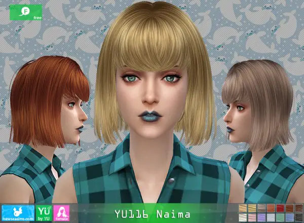NewSea: YU116 Naima hair for Sims 4