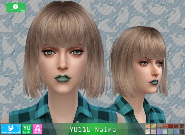 NewSea: YU116 Naima hair for Sims 4