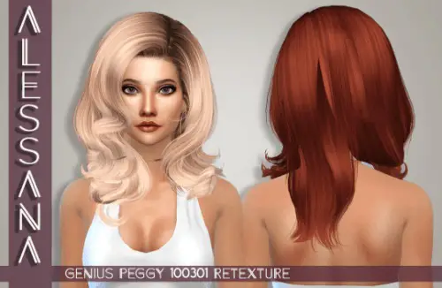 Alessana Sims: Peggy`s 100301 hair retextured for Sims 4