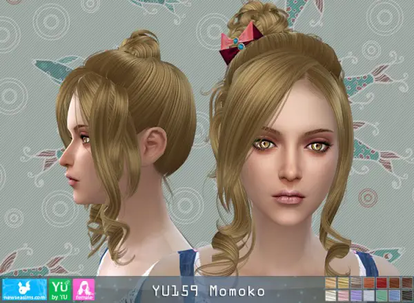 NewSea: YU159 Momoko hair for Sims 4