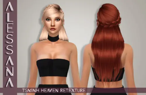 Alessana Sims: Tsminh`s Heaven hair retextured for Sims 4