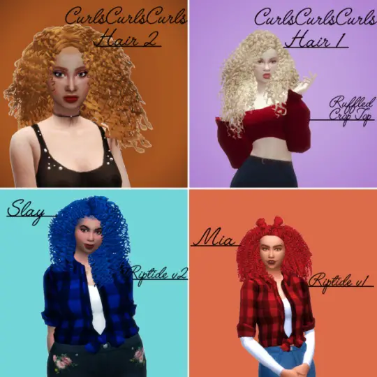 Simsworkshop: CurlsCurlsCurls 2 hair recolor unnaturals by simblrdearie for Sims 4