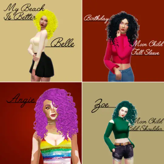 Simsworkshop: CurlsCurlsCurls 1 Hair Recolor Unnaturals by simblrdearie for Sims 4