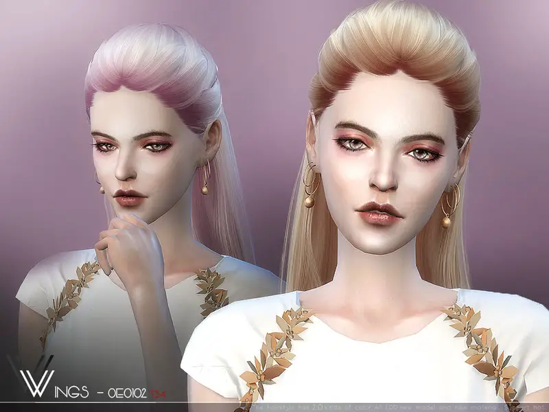 Sims 4 The Sims Resource's WINGS-OE0102 hair - Long hairstyles.