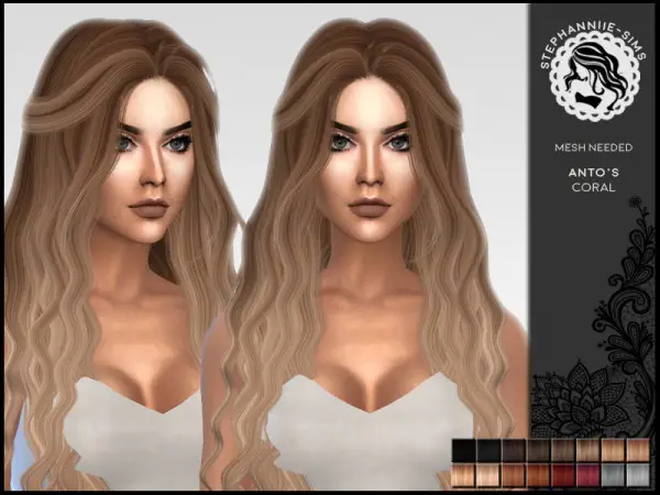 The Sims Resource: Coral hair retextured by Stephanniie Sims for Sims 4