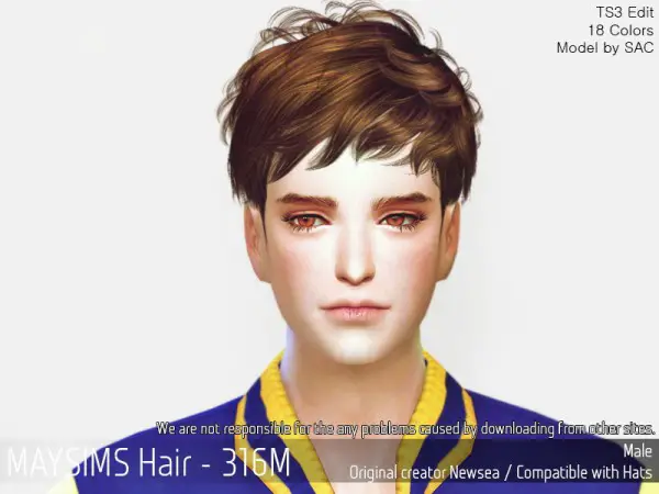 MAY Sims: MAY 316M hair retextured for Sims 4