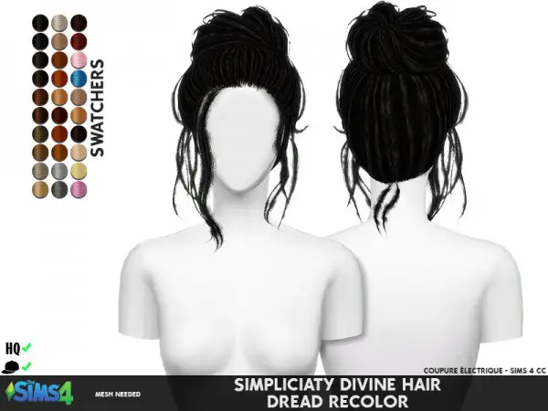 Coupure Electrique: Simpliciaty`s Divine hair retextured for Sims 4