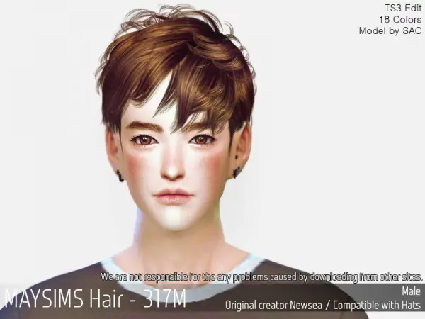 MAY Sims: MAY 317M hair retextured for Sims 4