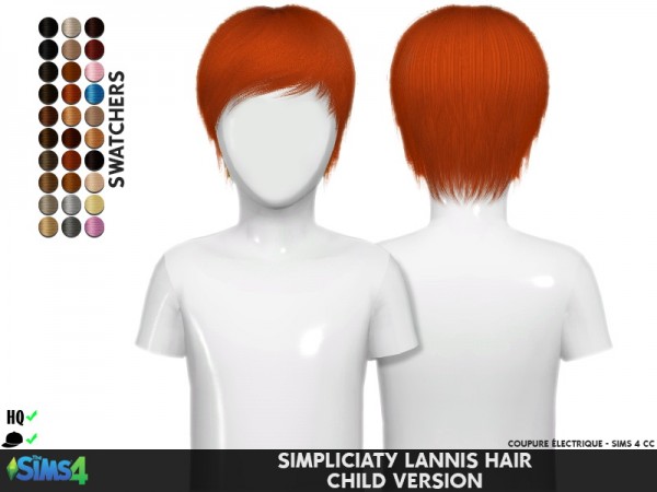 Coupure Electrique: Simpliciaty`s Lannis hair retextured toddlers and kids version for Sims 4