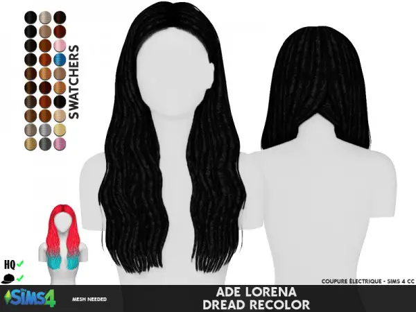 Coupure Electrique: Ade Darma’s Lorena hair retextured for Sims 4