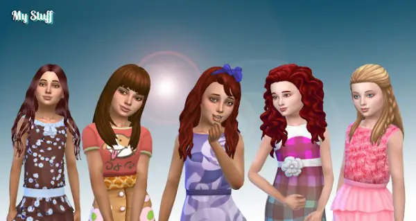Mystufforigin: Girls Long hair retextured pack 13 for Sims 4