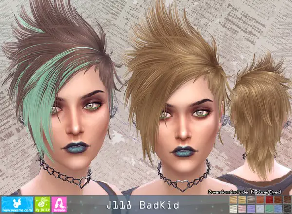 NewSea: J118 Badkid hair for her for Sims 4