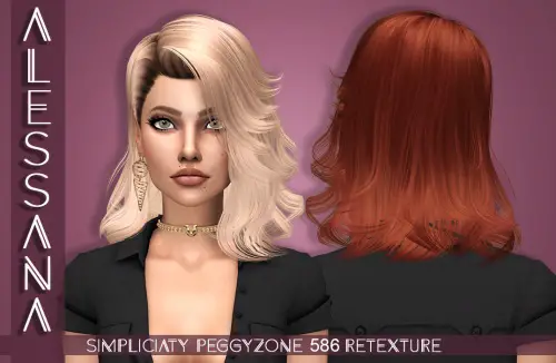 Alessana Sims: Simpliciaty`s PeggyZone 586 hair retextured for Sims 4