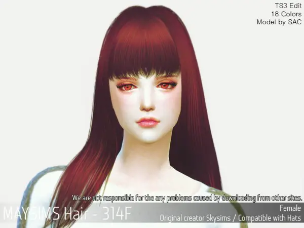 MAY Sims: MAY 314F hair retextured for Sims 4