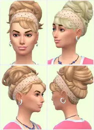 Birksches sims blog: Big Bun with Dots hair for Sims 4