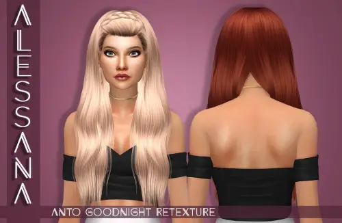 Alessana Sims: Anto`s Goodnight hair retextured for Sims 4