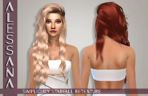 Alessana Sims: Simpliciaty`s Starfall Hair retextured for Sims 4